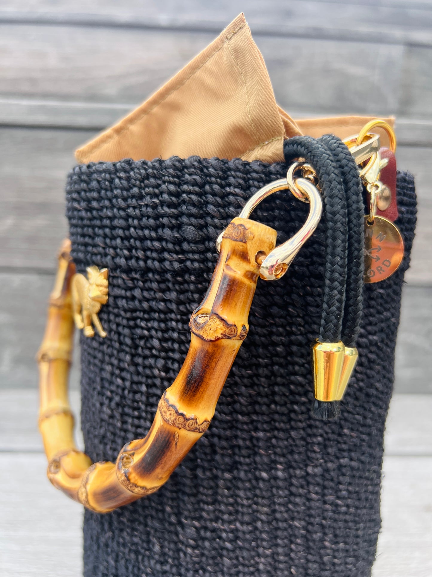 FOX BUCKET BAG with Bamboo Handle