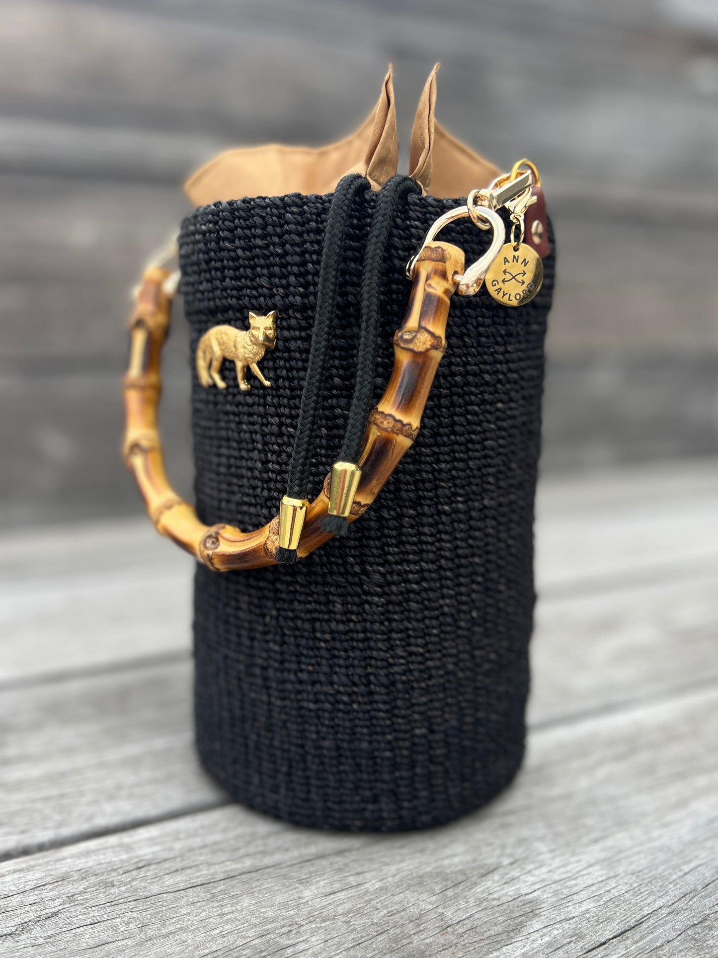 FOX BUCKET BAG with Bamboo Handle