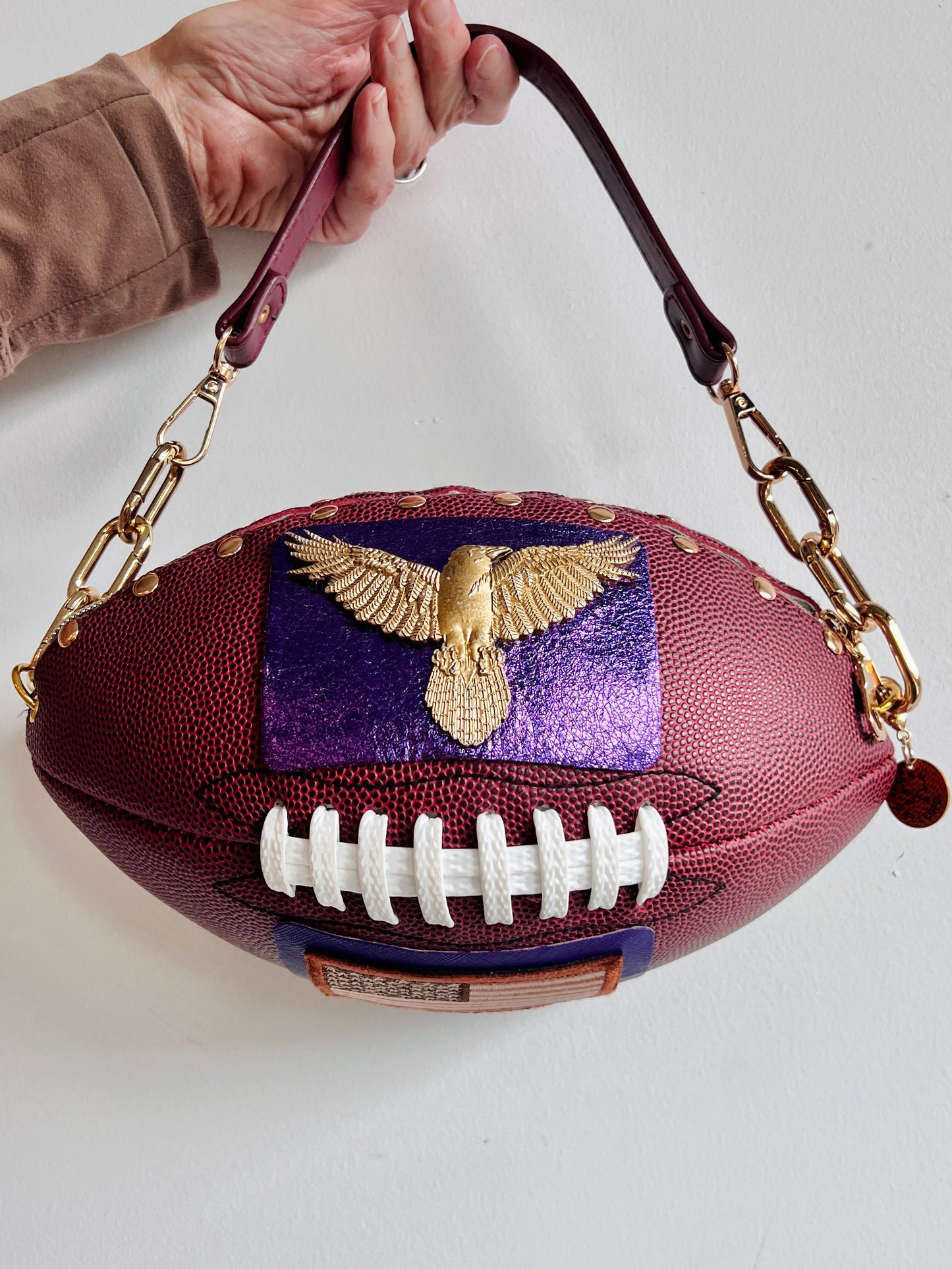 RAVENS FOOTBALL HANDBAG - MEDIUM - Made with Authentic Football