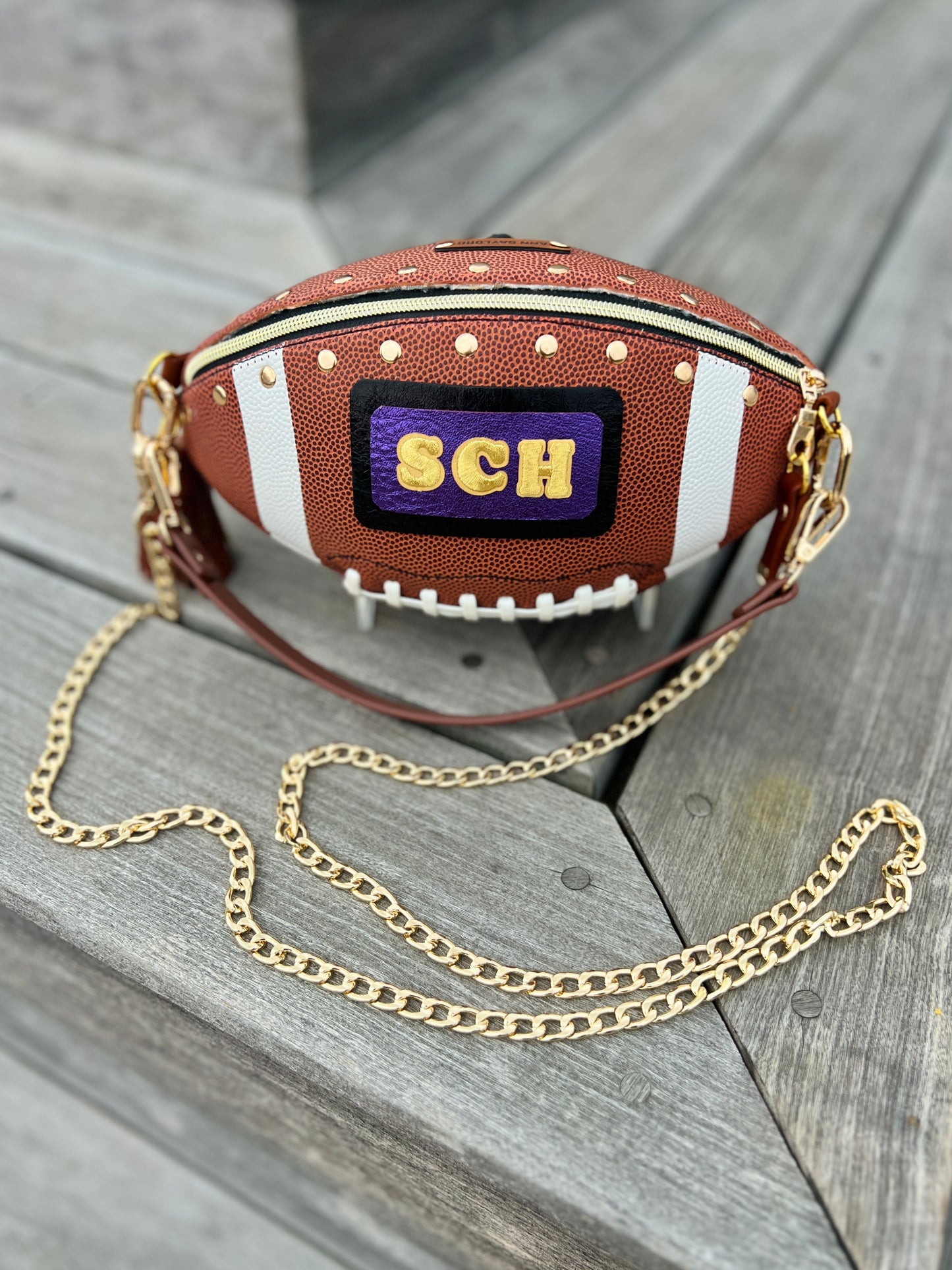 CUSTOM FOOTBALL CROSSBODY - LARGE - Made with Authentic Football