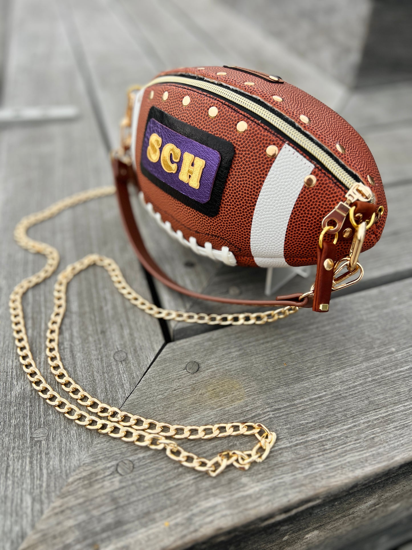 CUSTOM FOOTBALL CROSSBODY - LARGE - Made with Authentic Football