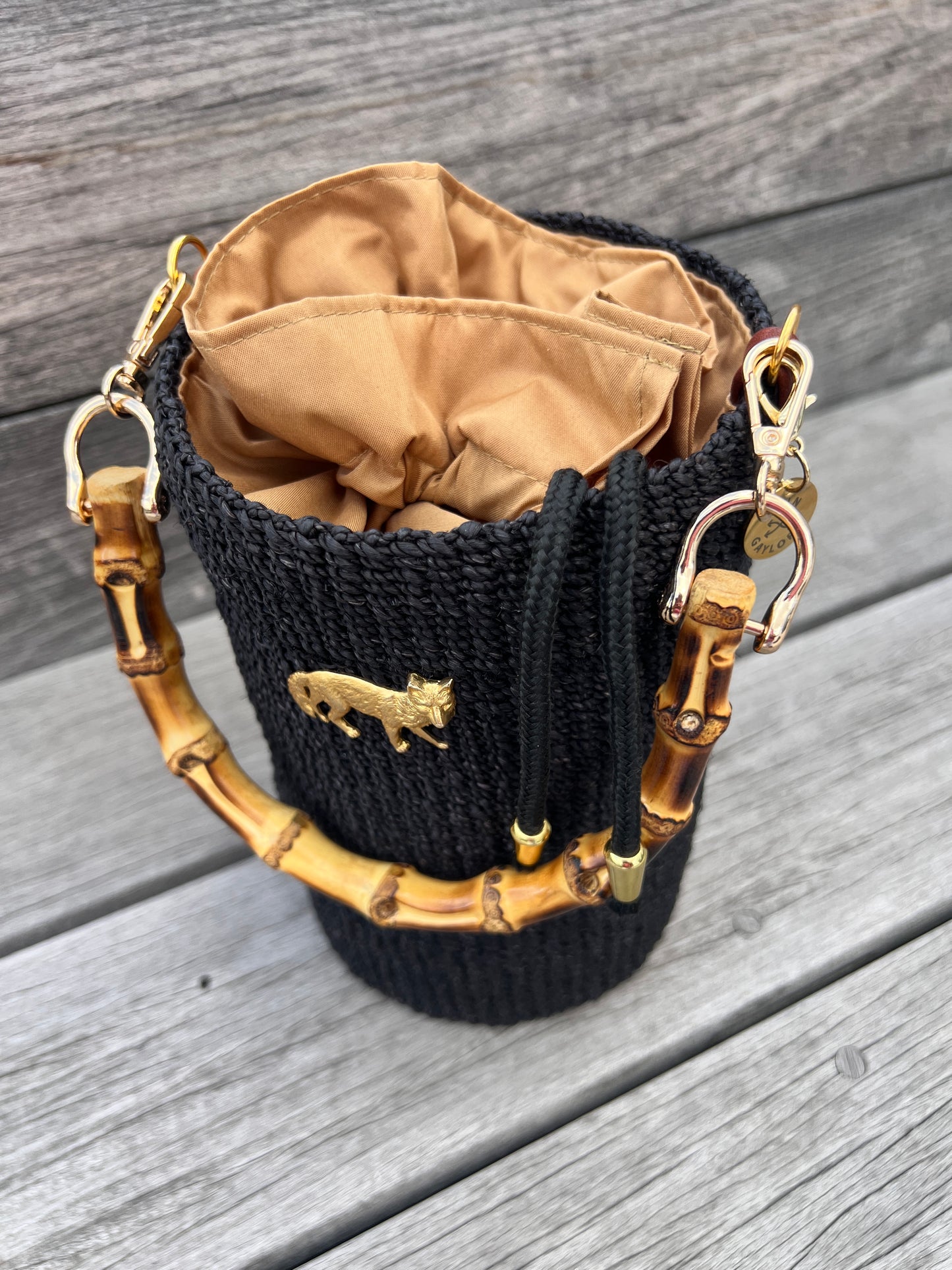 FOX BUCKET BAG with Bamboo Handle