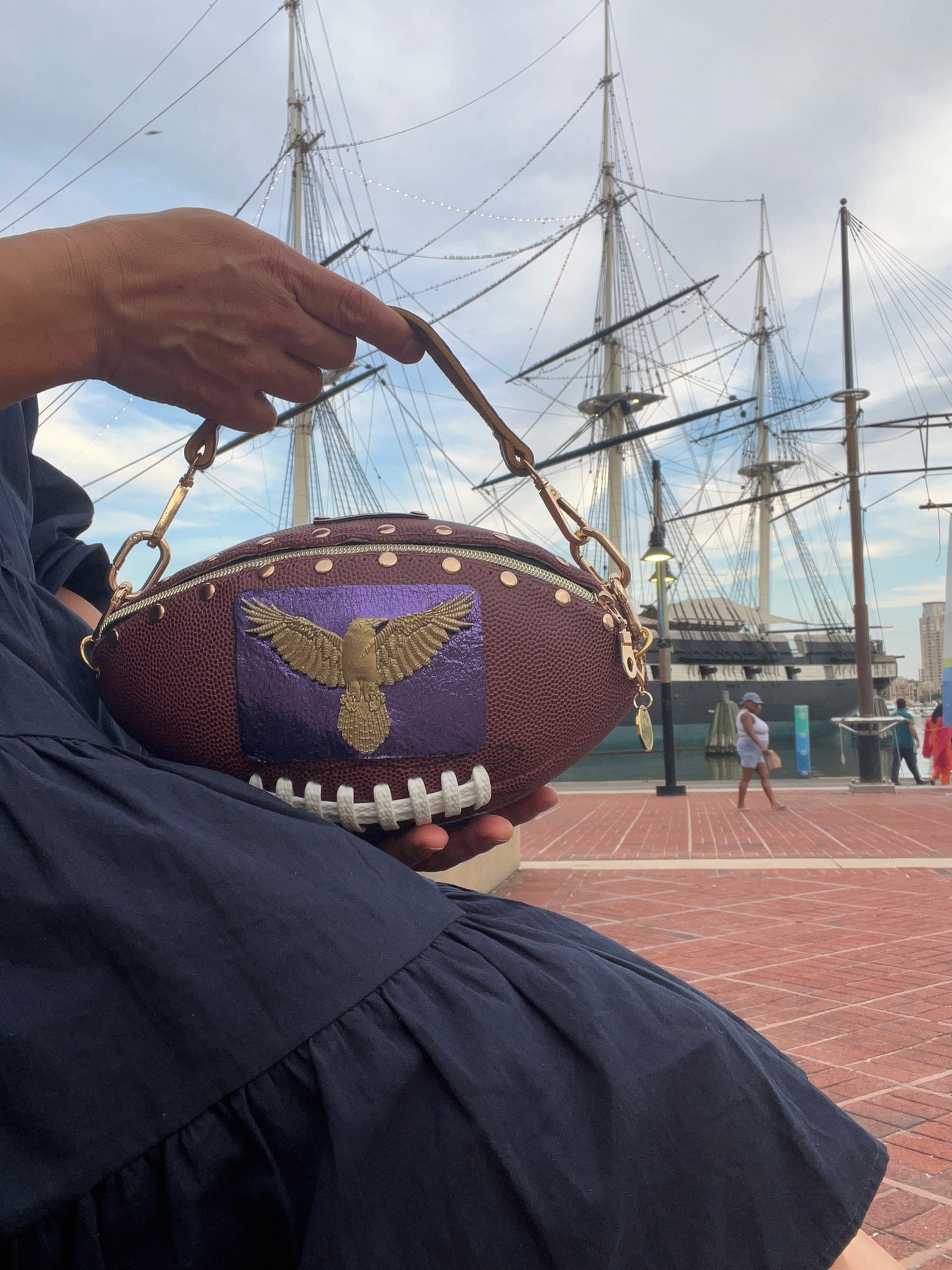 RAVENS FOOTBALL HANDBAG - MEDIUM - Made with Authentic Football