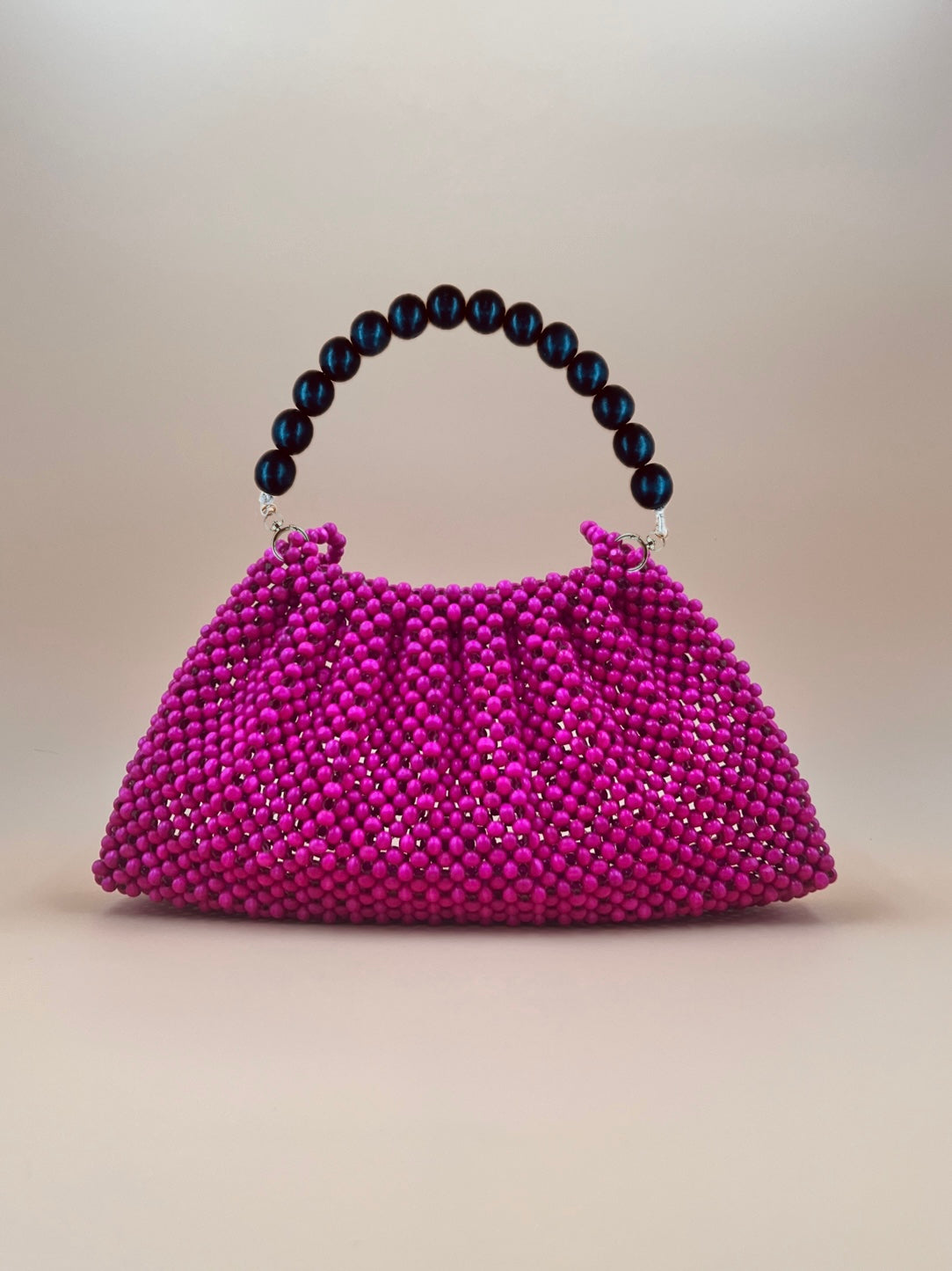 BONNIE PINK Handmade Mix and Match Wooden Pleated Bead Bag, Sustainably Made and Responsibly Sourced from the Philippines