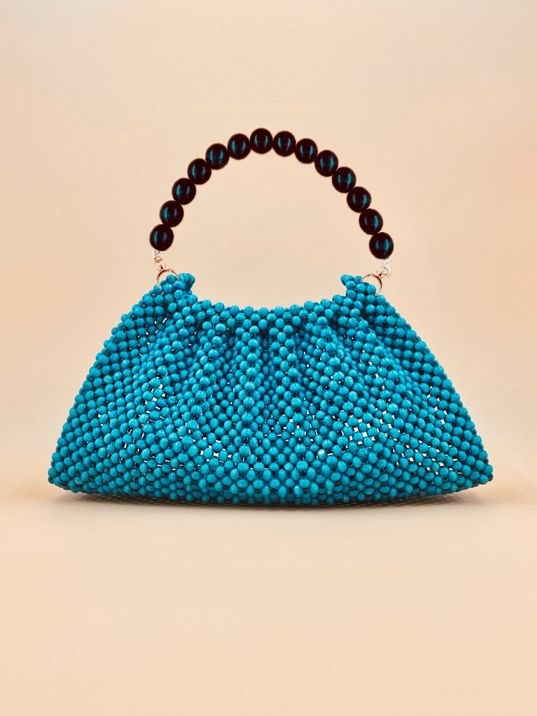 BONNIE TEAL Handmade Mix and Match Wooden Pleated Bead Bag, Sustainably Made and Responsibly Sourced from the Philippines