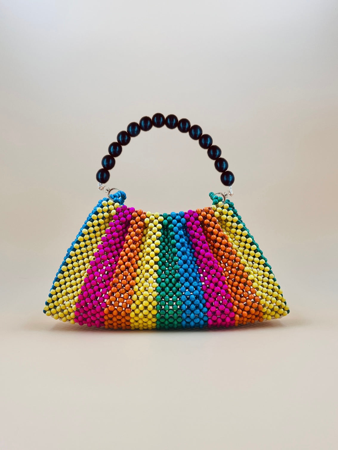 BONNIE RAINBOW Handmade Mix and Match Wooden Pleated Bead Bag, Sustainably Made and Responsibly Sourced from the Philippines