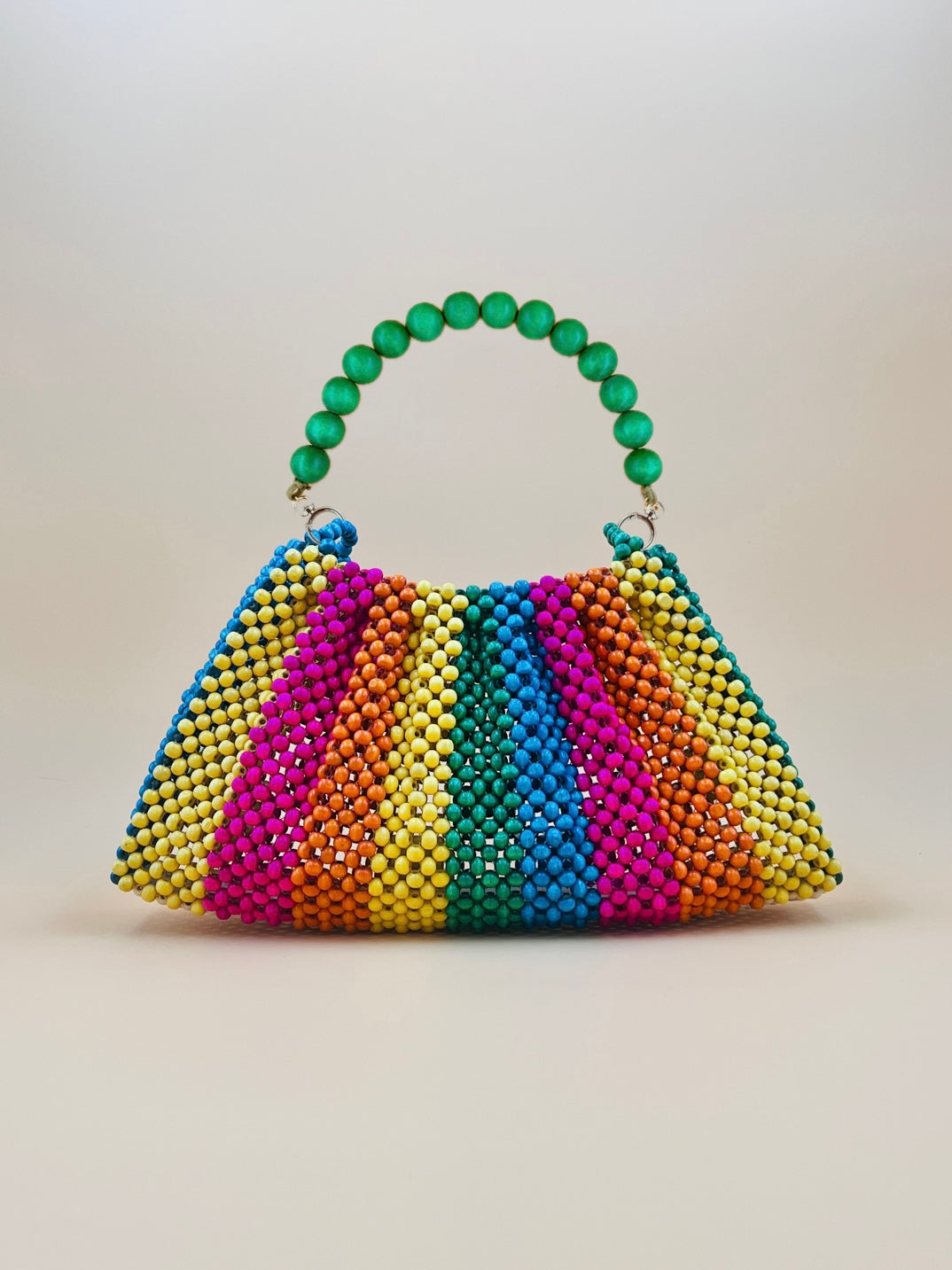 BONNIE RAINBOW Handmade Mix and Match Wooden Pleated Bead Bag, Sustainably Made and Responsibly Sourced from the Philippines