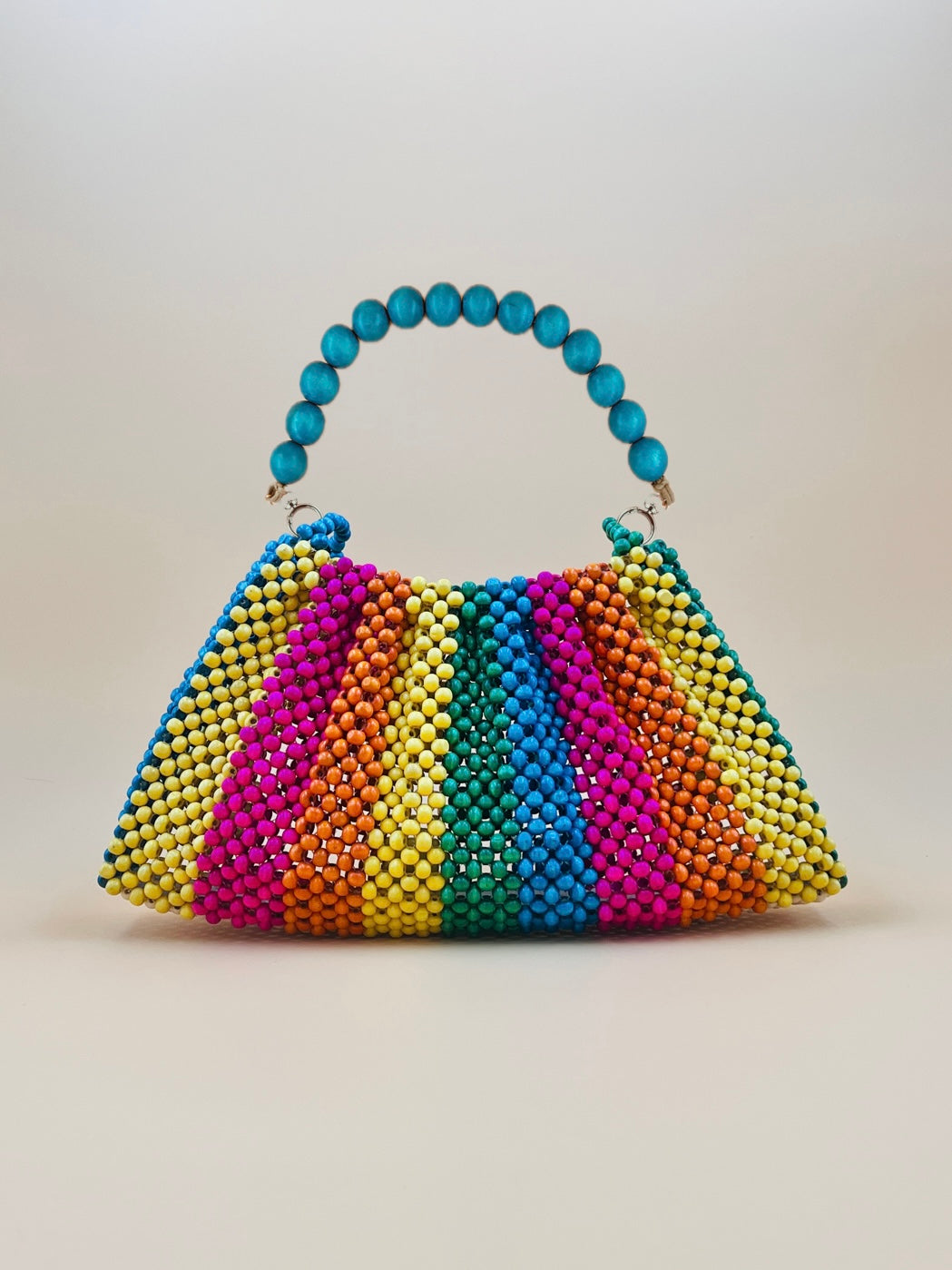 BONNIE RAINBOW Handmade Mix and Match Wooden Pleated Bead Bag, Sustainably Made and Responsibly Sourced from the Philippines
