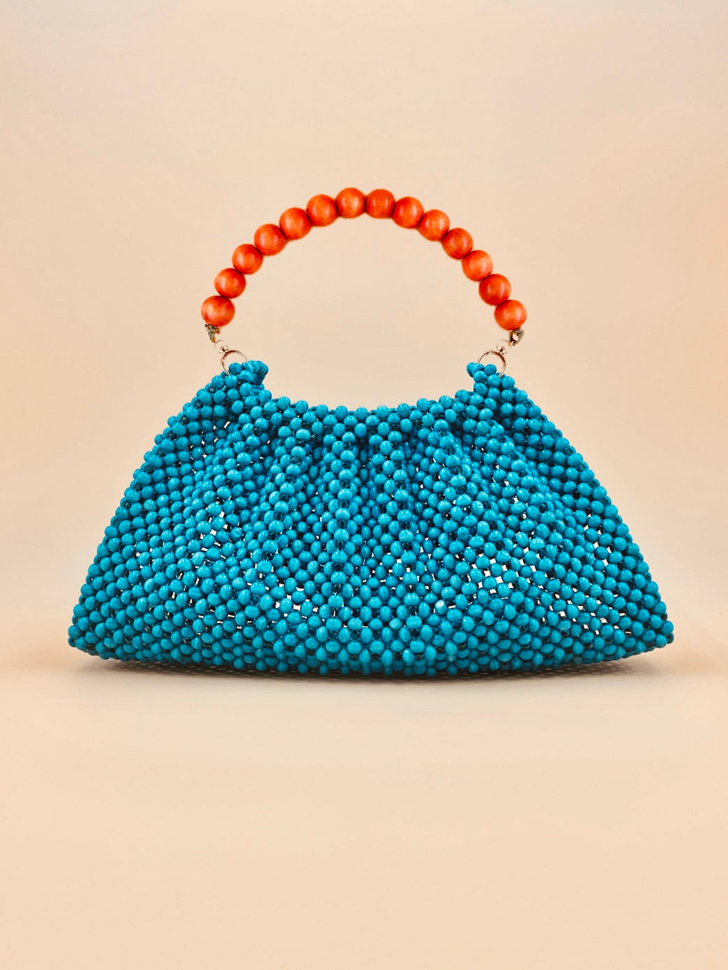 BONNIE TEAL Handmade Mix and Match Wooden Pleated Bead Bag, Sustainably Made and Responsibly Sourced from the Philippines