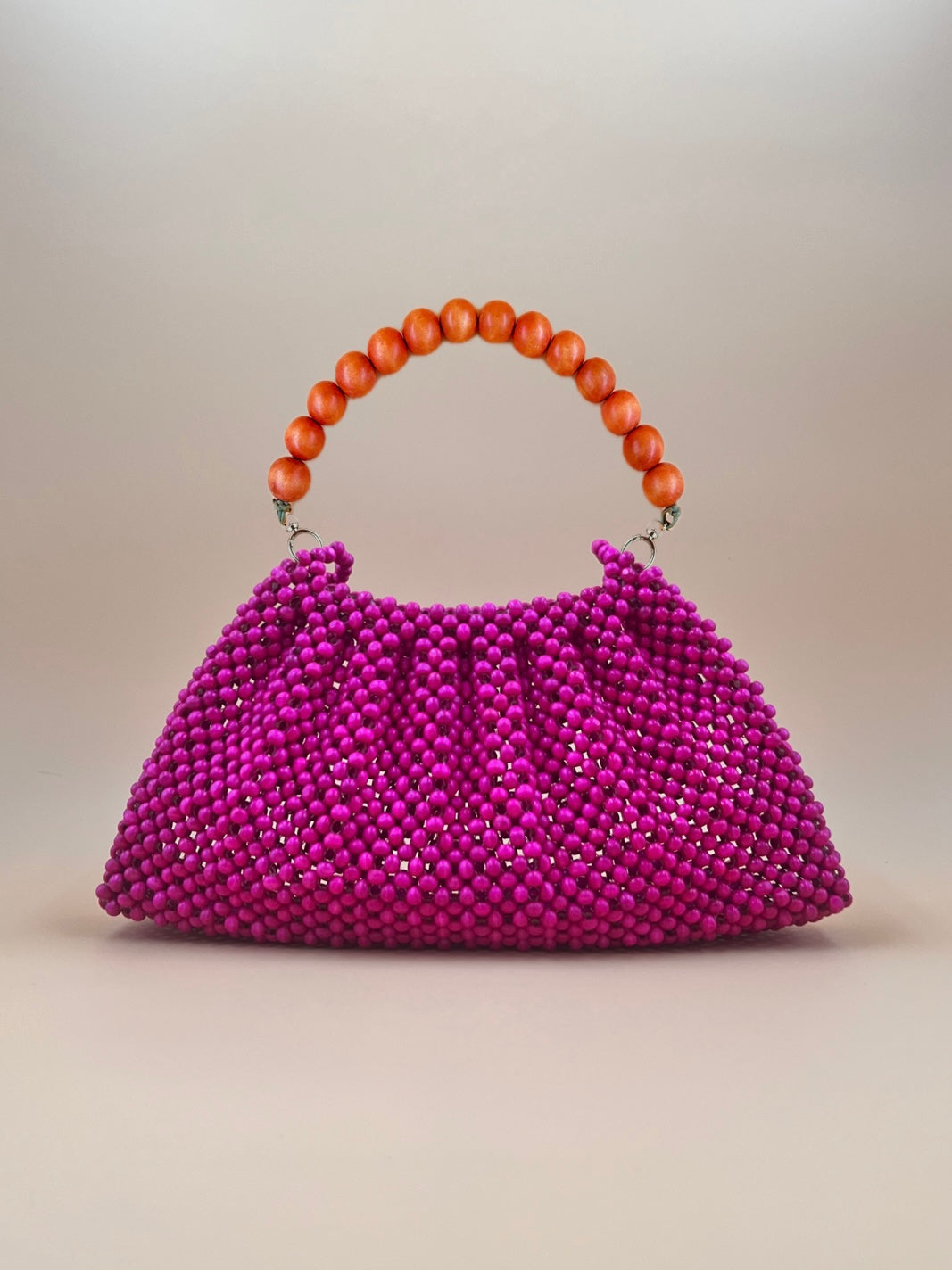 BONNIE PINK Handmade Mix and Match Wooden Pleated Bead Bag, Sustainably Made and Responsibly Sourced from the Philippines