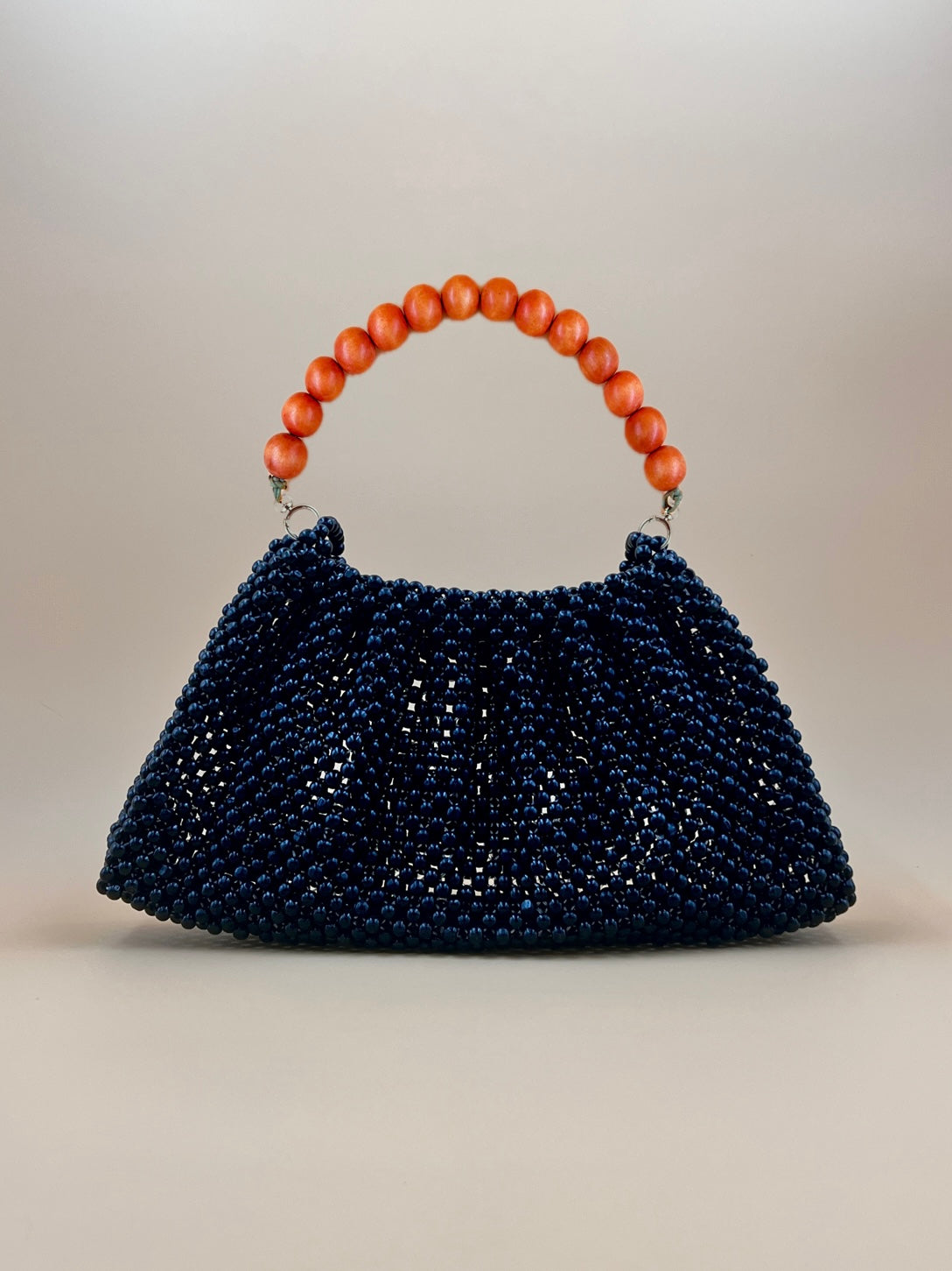 BONNIE BLACK Handmade Mix and Match Wooden Pleated Bead Bag, Sustainably Made and Responsibly Sourced from the Philippines