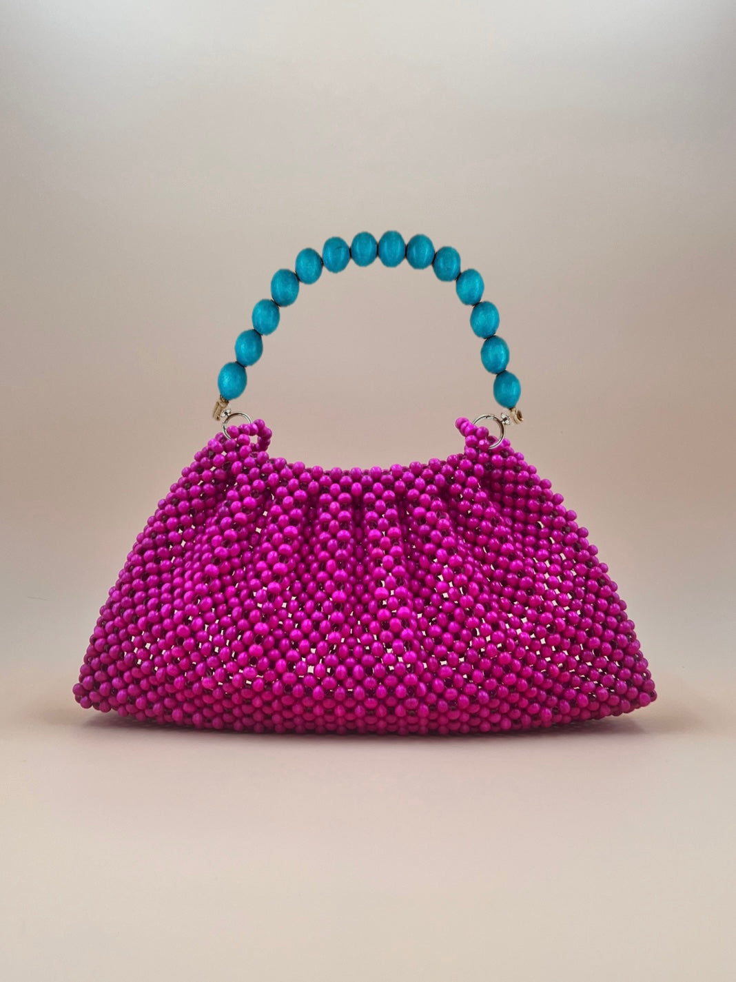 BONNIE PINK Handmade Mix and Match Wooden Pleated Bead Bag, Sustainably Made and Responsibly Sourced from the Philippines