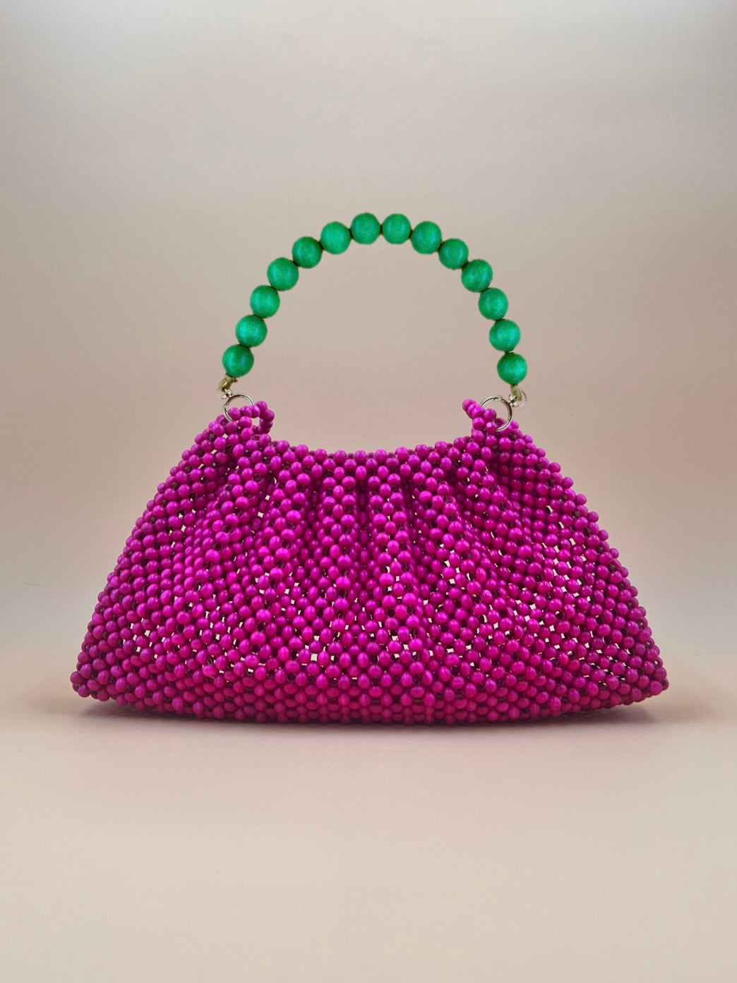 BONNIE PINK Handmade Mix and Match Wooden Pleated Bead Bag, Sustainably Made and Responsibly Sourced from the Philippines