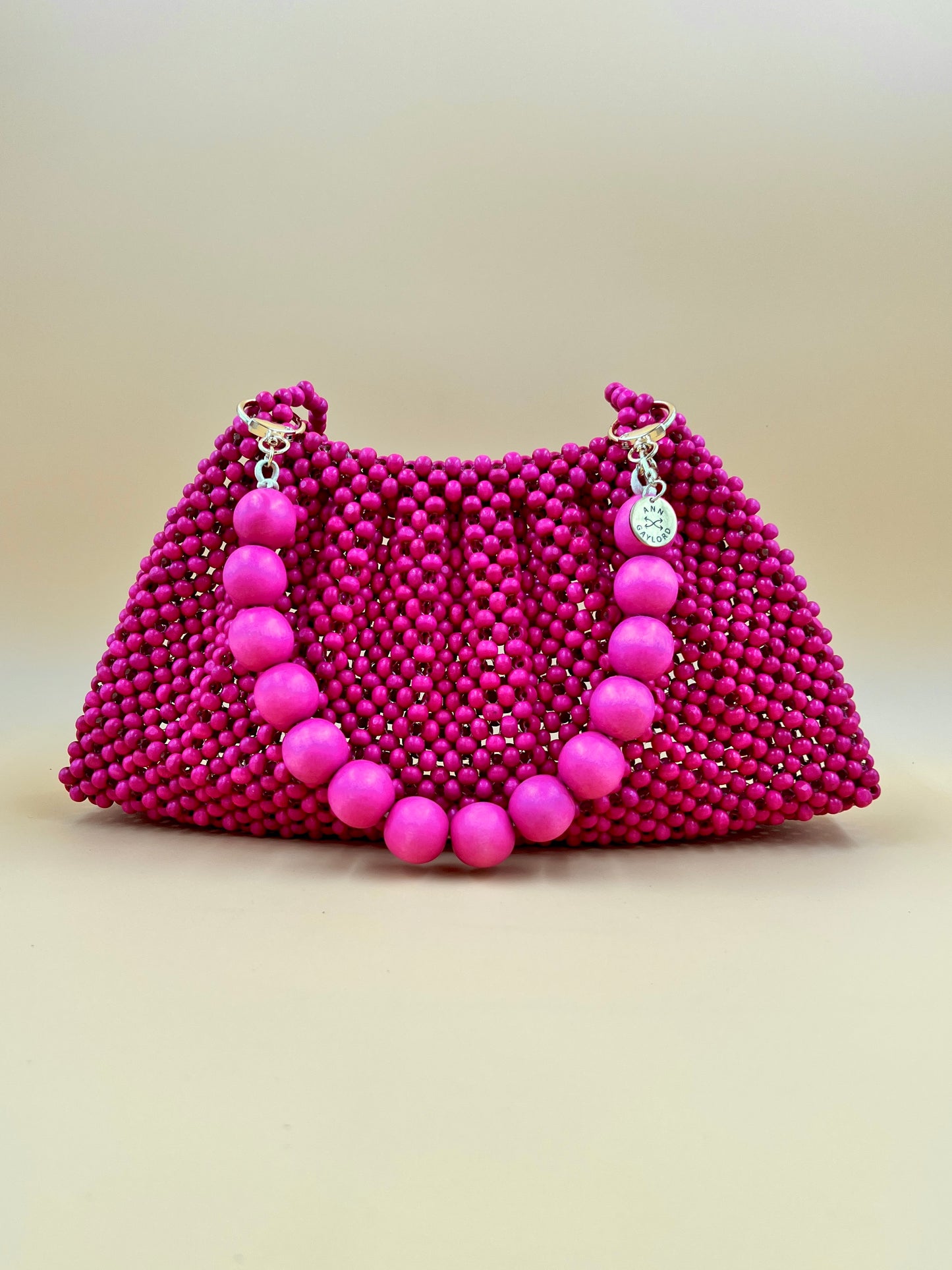 BONNIE PINK Handmade Mix and Match Wooden Pleated Bead Bag, Sustainably Made and Responsibly Sourced from the Philippines