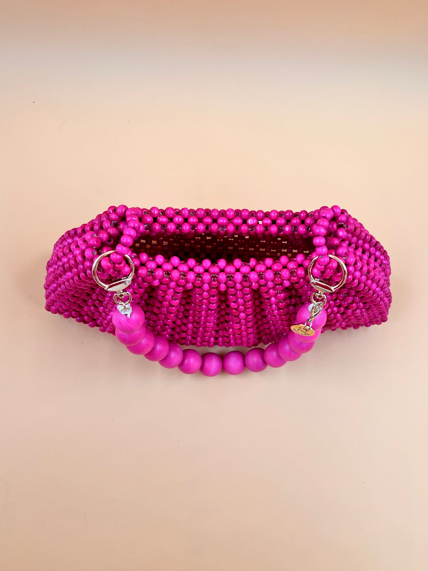 BONNIE PINK Handmade Mix and Match Wooden Pleated Bead Bag, Sustainably Made and Responsibly Sourced from the Philippines
