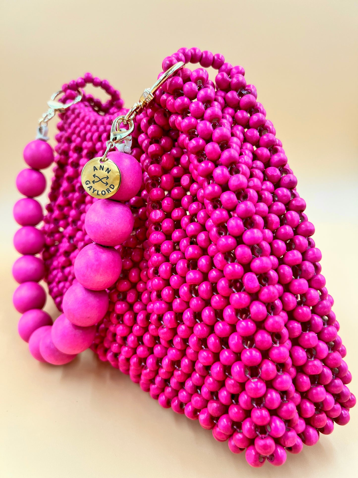 BONNIE PINK Handmade Mix and Match Wooden Pleated Bead Bag, Sustainably Made and Responsibly Sourced from the Philippines