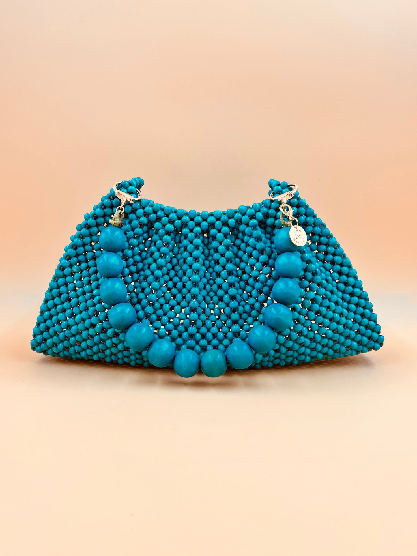 BONNIE TEAL Handmade Mix and Match Wooden Pleated Bead Bag, Sustainably Made and Responsibly Sourced from the Philippines