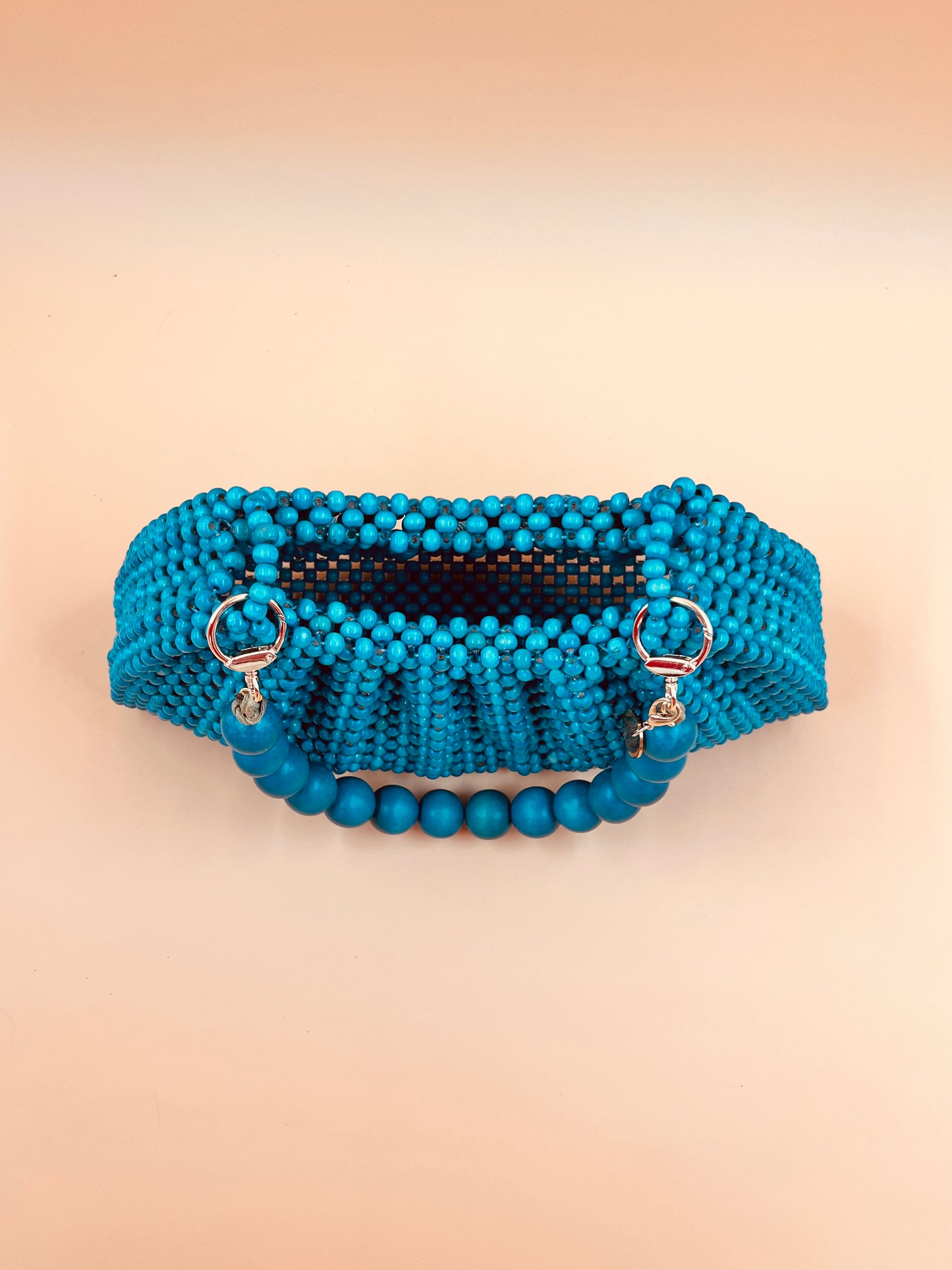BONNIE TEAL Handmade Mix and Match Wooden Pleated Bead Bag, Sustainably Made and Responsibly Sourced from the Philippines