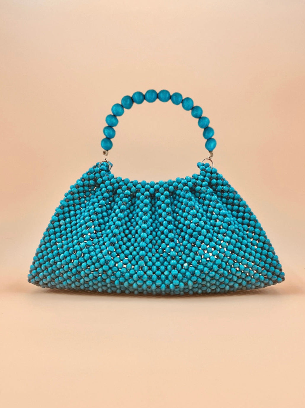 BONNIE TEAL Handmade Mix and Match Wooden Pleated Bead Bag, Sustainably Made and Responsibly Sourced from the Philippines