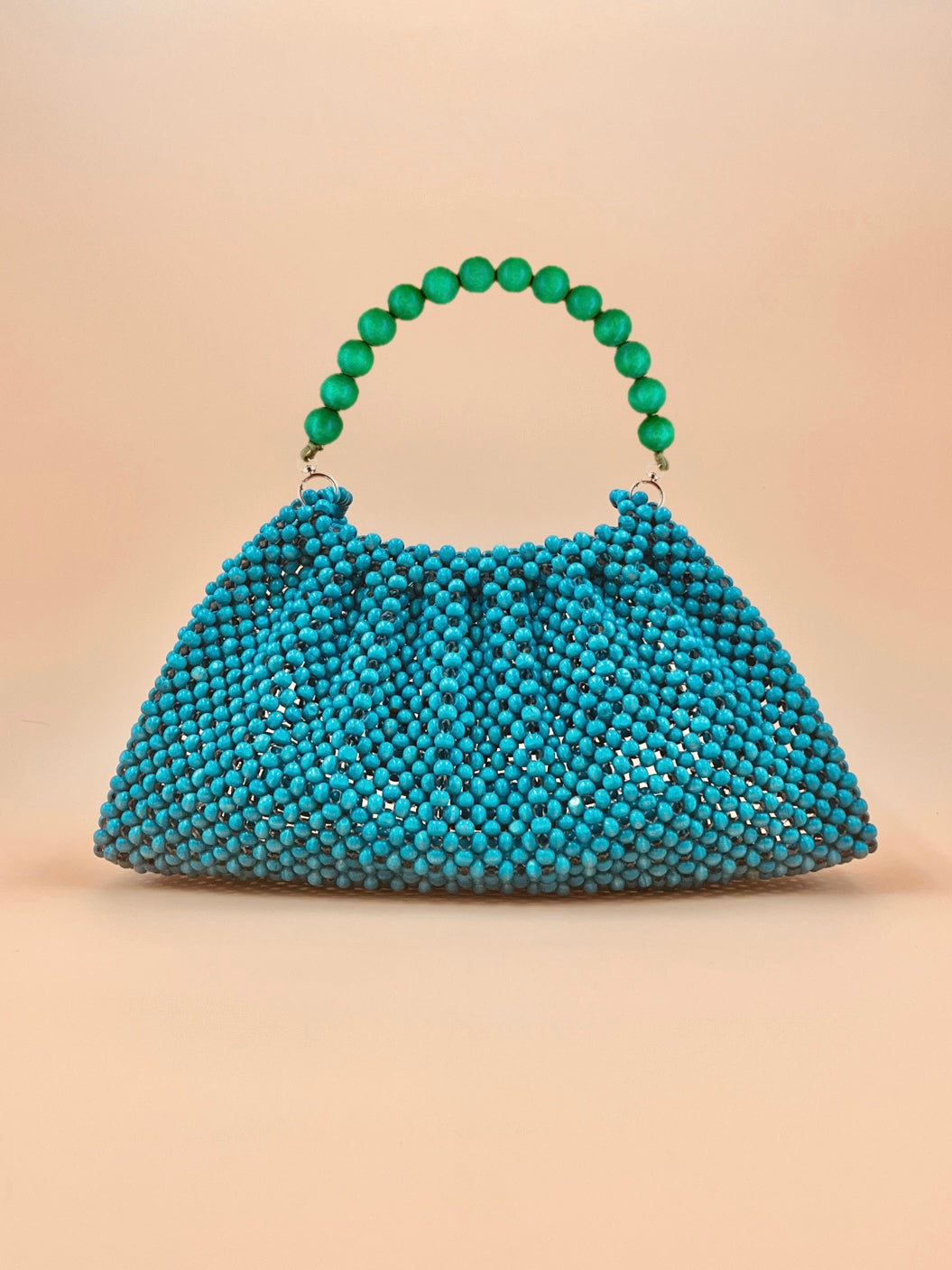 BONNIE TEAL Handmade Mix and Match Wooden Pleated Bead Bag, Sustainably Made and Responsibly Sourced from the Philippines