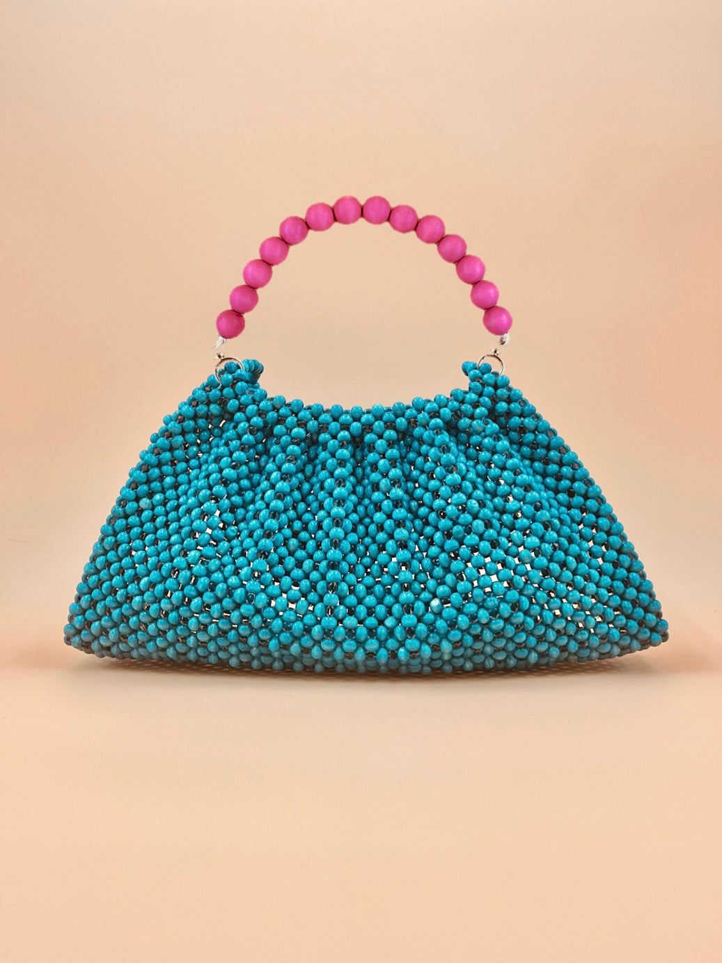 BONNIE TEAL Handmade Mix and Match Wooden Pleated Bead Bag, Sustainably Made and Responsibly Sourced from the Philippines