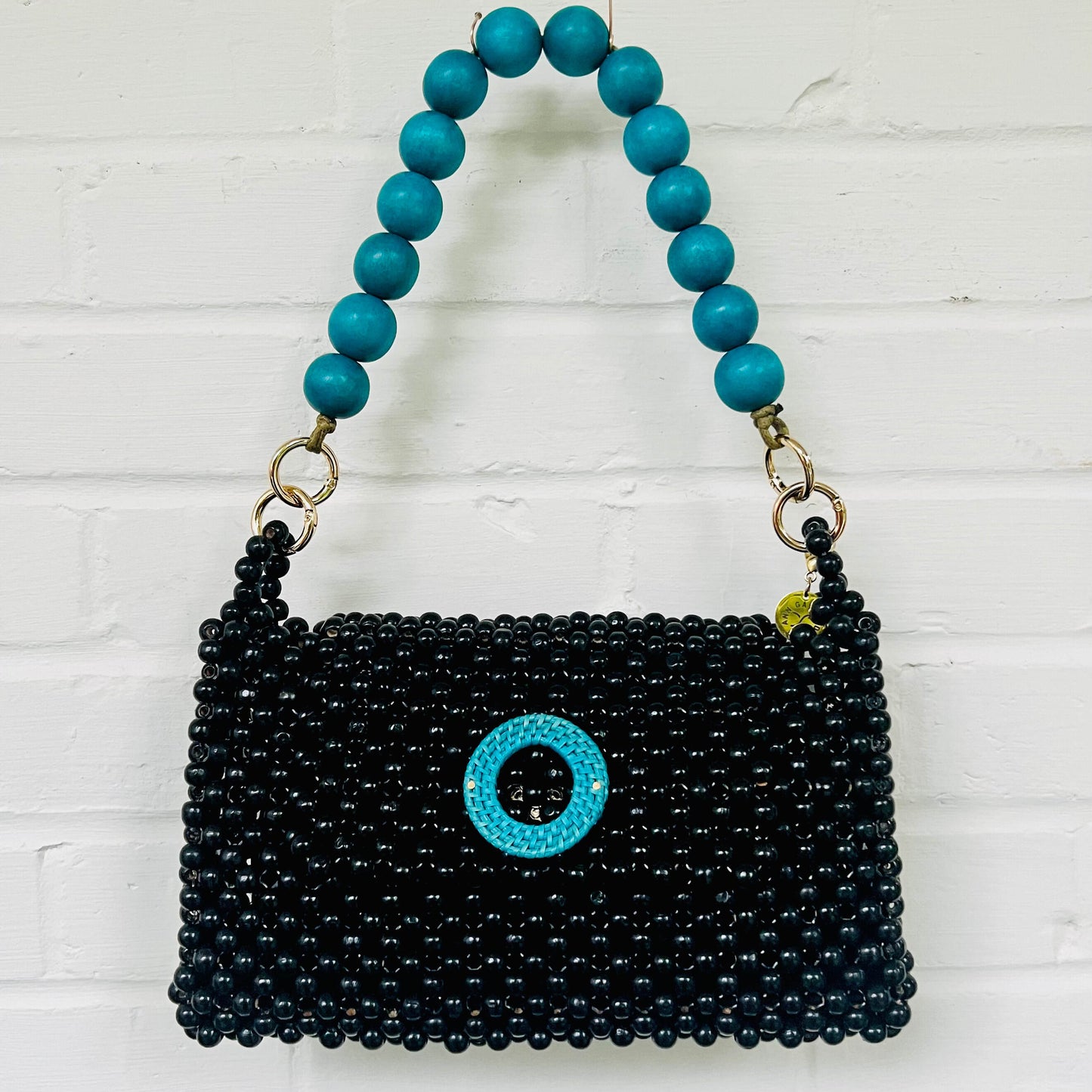 DARCY BLACK Handmade Mix and Match Wooden Pleated Bead Bag, Sustainably Made and Responsibly Sourced from the Philippines