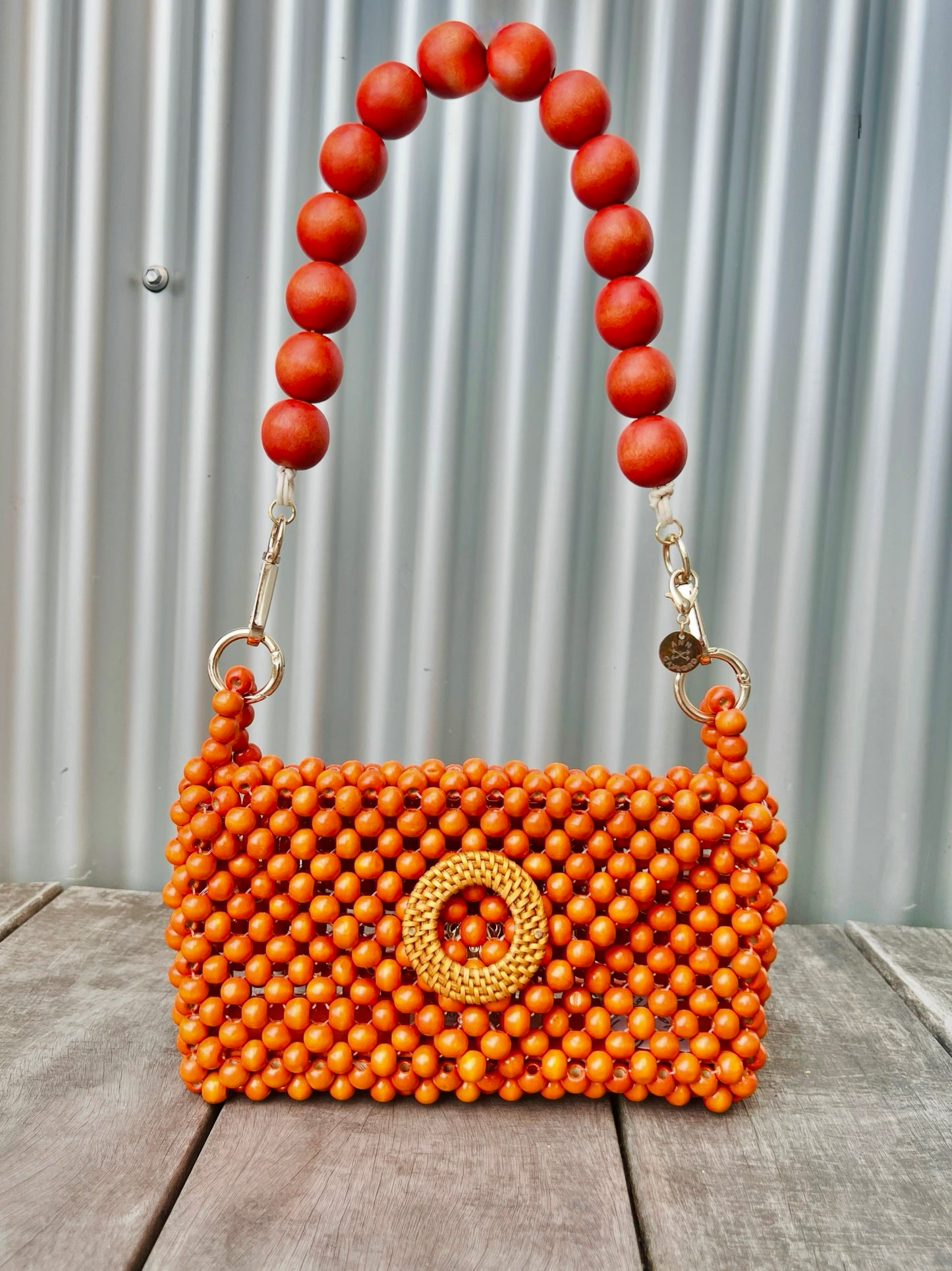 Small Darcy Bead Bag - Flap Closure - Green