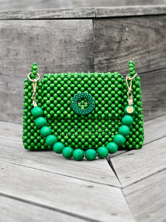 Darcy Bead Bag - Flap Closure - Green