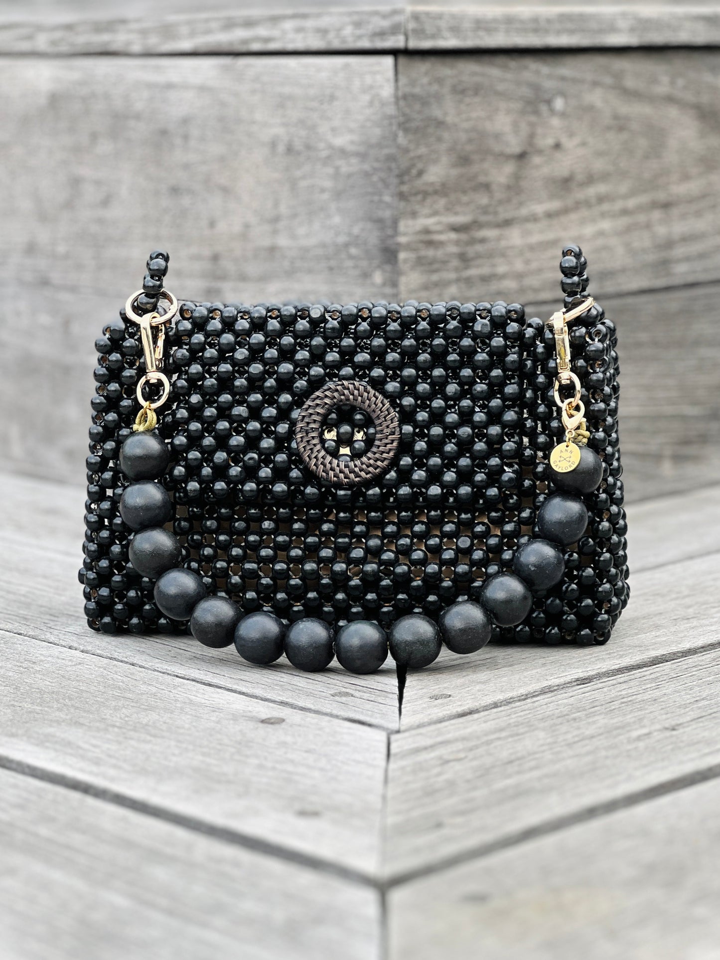 Large Darcy Bead Bag - Flap Closure - Hot Pink