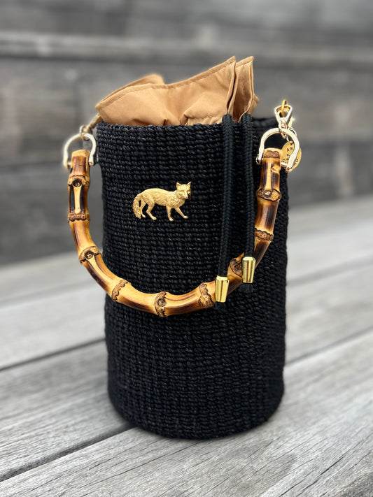 FOX BUCKET BAG with Bamboo Handle