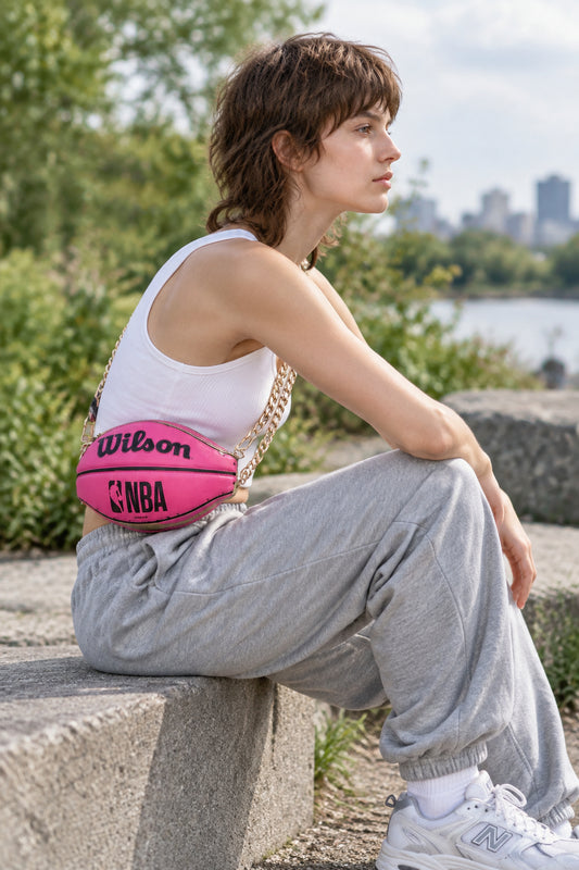 Basketball Crossbody/Fanny Pack - Hot Pink