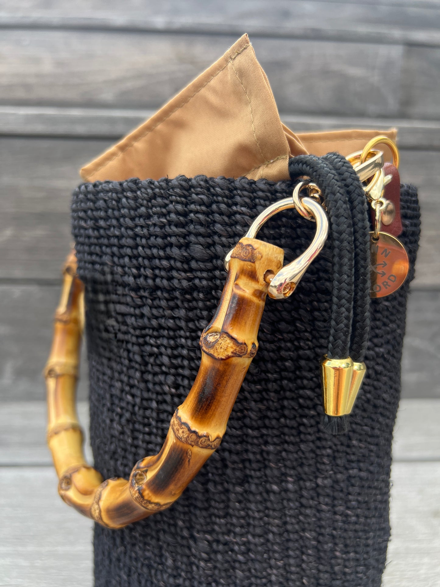FOX BUCKET BAG with Bamboo Handle