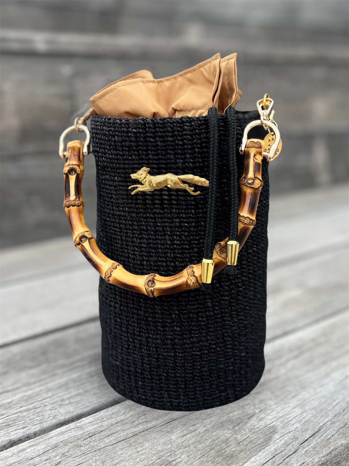 FOX BUCKET BAG with Bamboo Handle