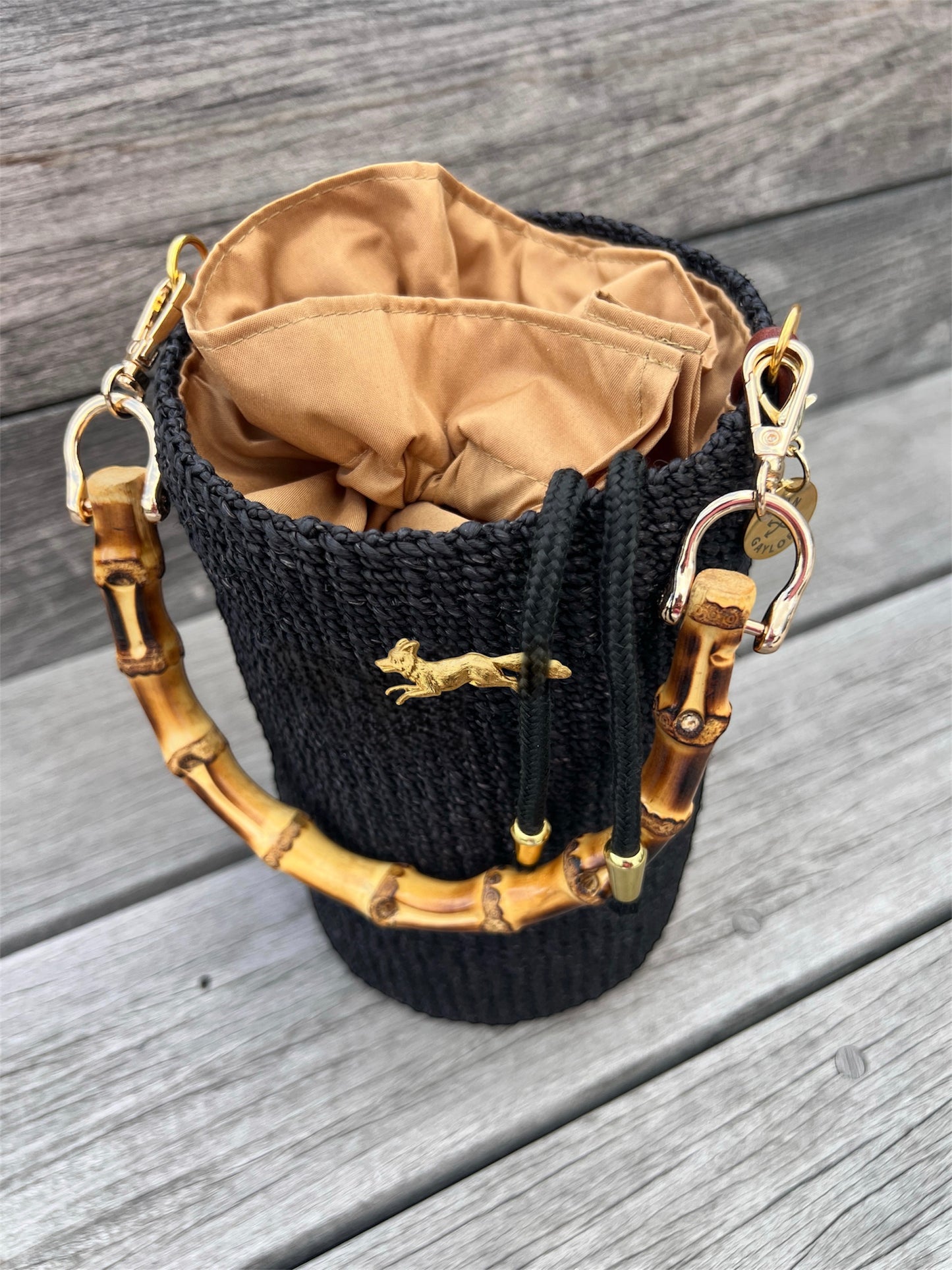 FOX BUCKET BAG with Bamboo Handle