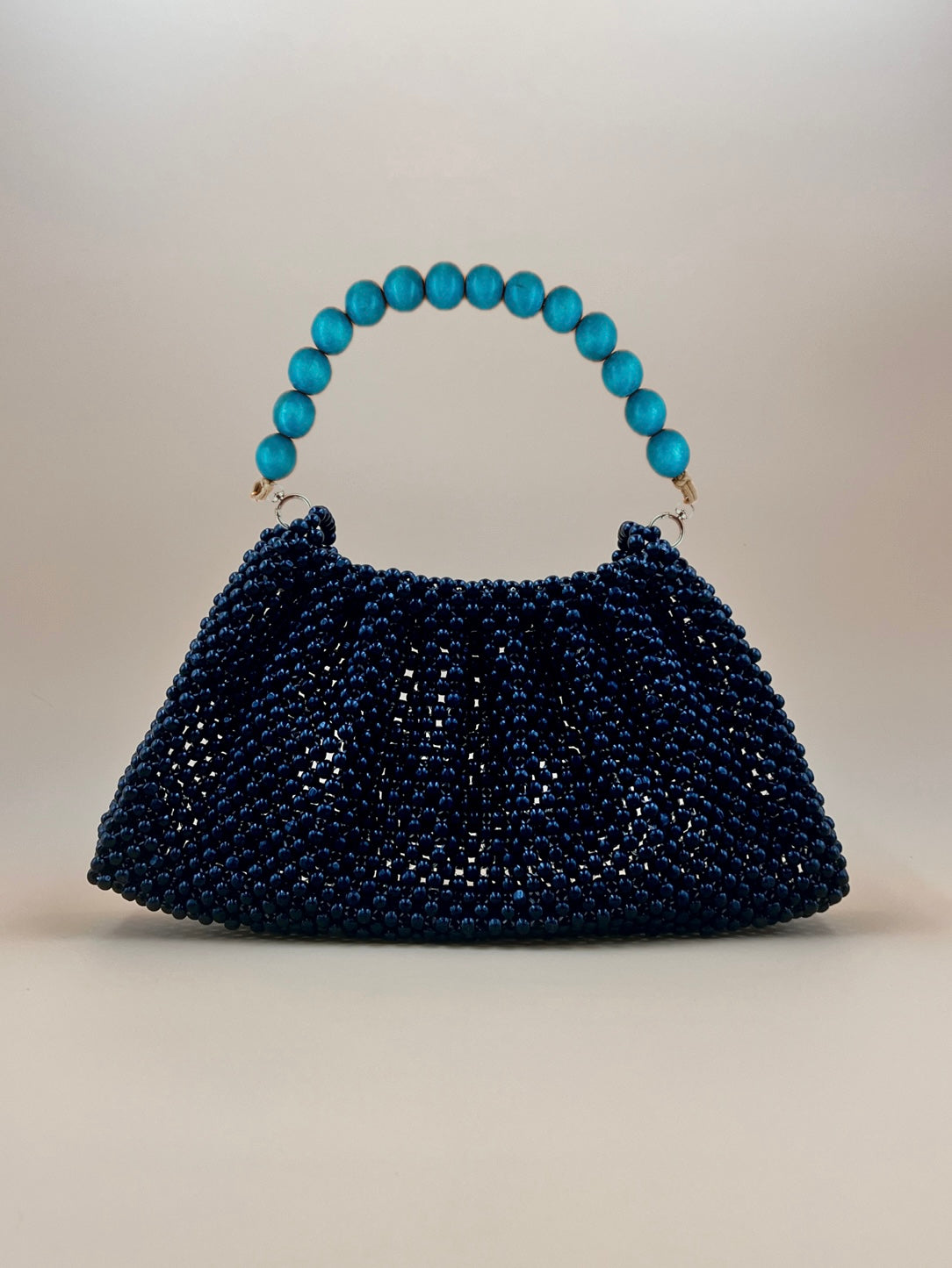 BONNIE BLACK Handmade Mix and Match Wooden Pleated Bead Bag, Sustainably Made and Responsibly Sourced from the Philippines