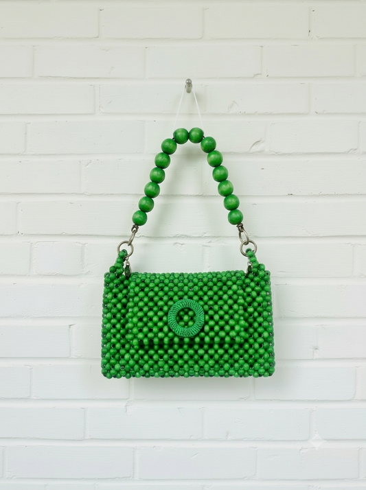 Darcy Bead Bag - Flap Closure - Green