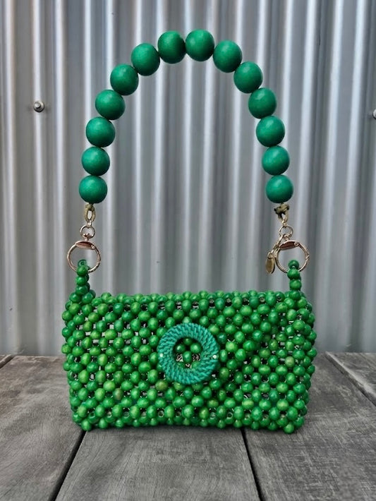 Small Darcy Bead Bag - Flap Closure - Green