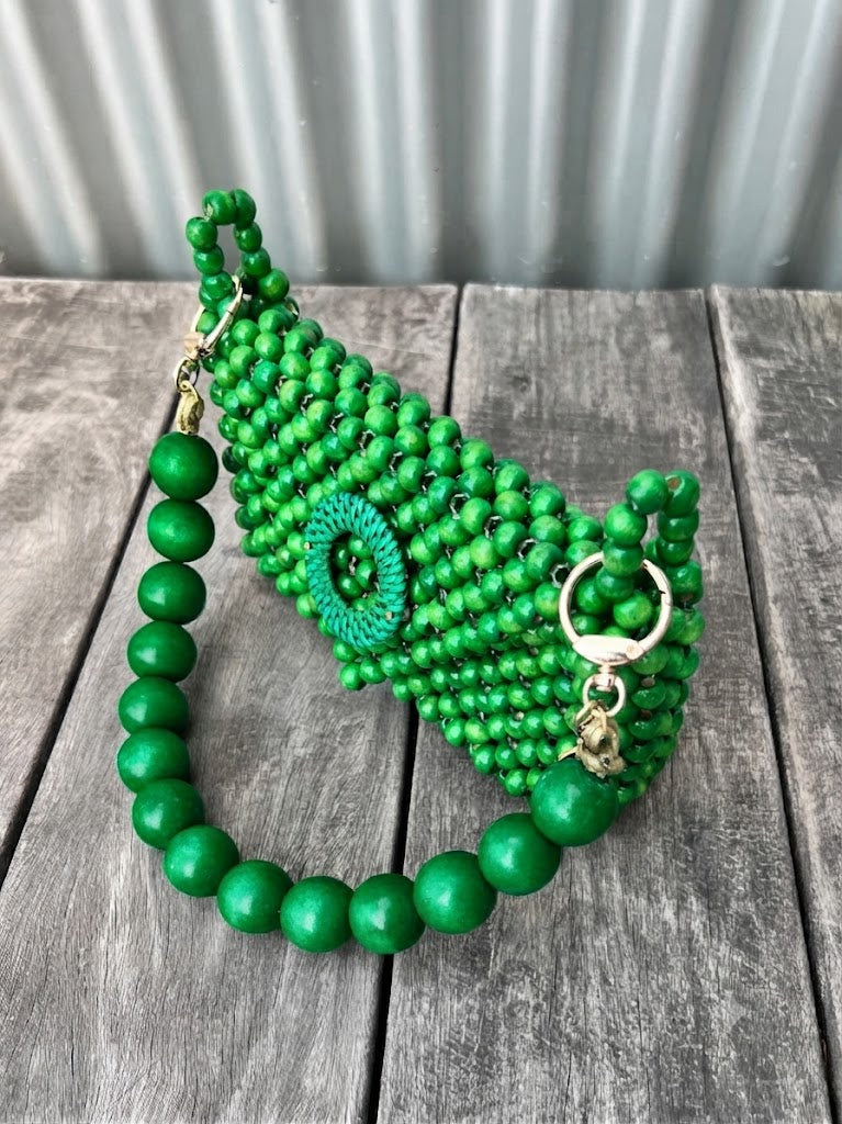 Small Darcy Bead Bag - Flap Closure - Green