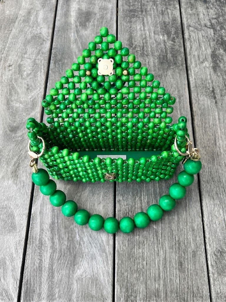 Small Darcy Bead Bag - Flap Closure - Green