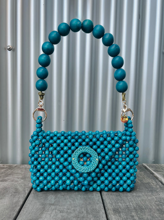 Small Darcy Bead Bag - Flap Closure - Teal