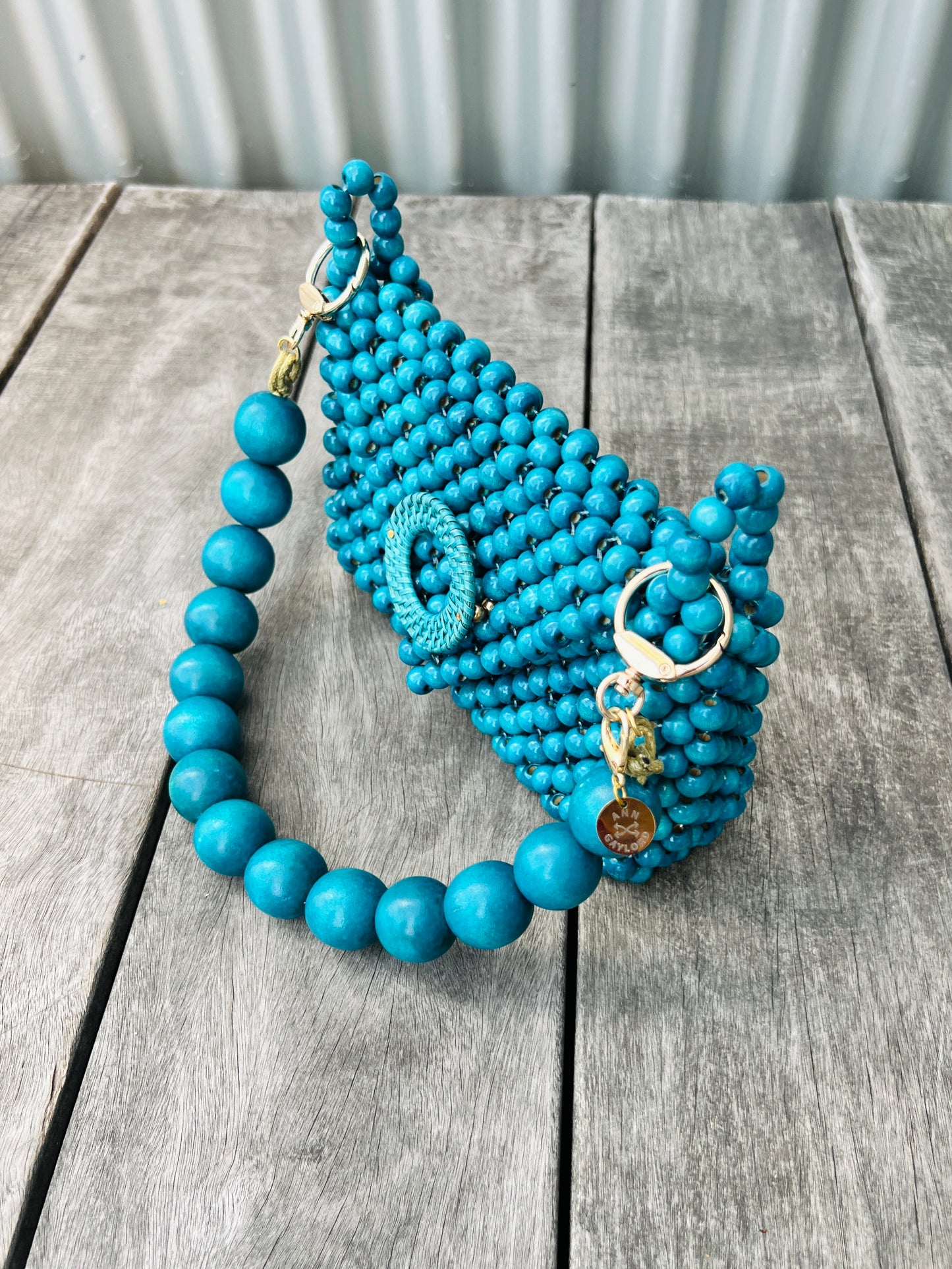 Small Darcy Bead Bag - Flap Closure - Teal