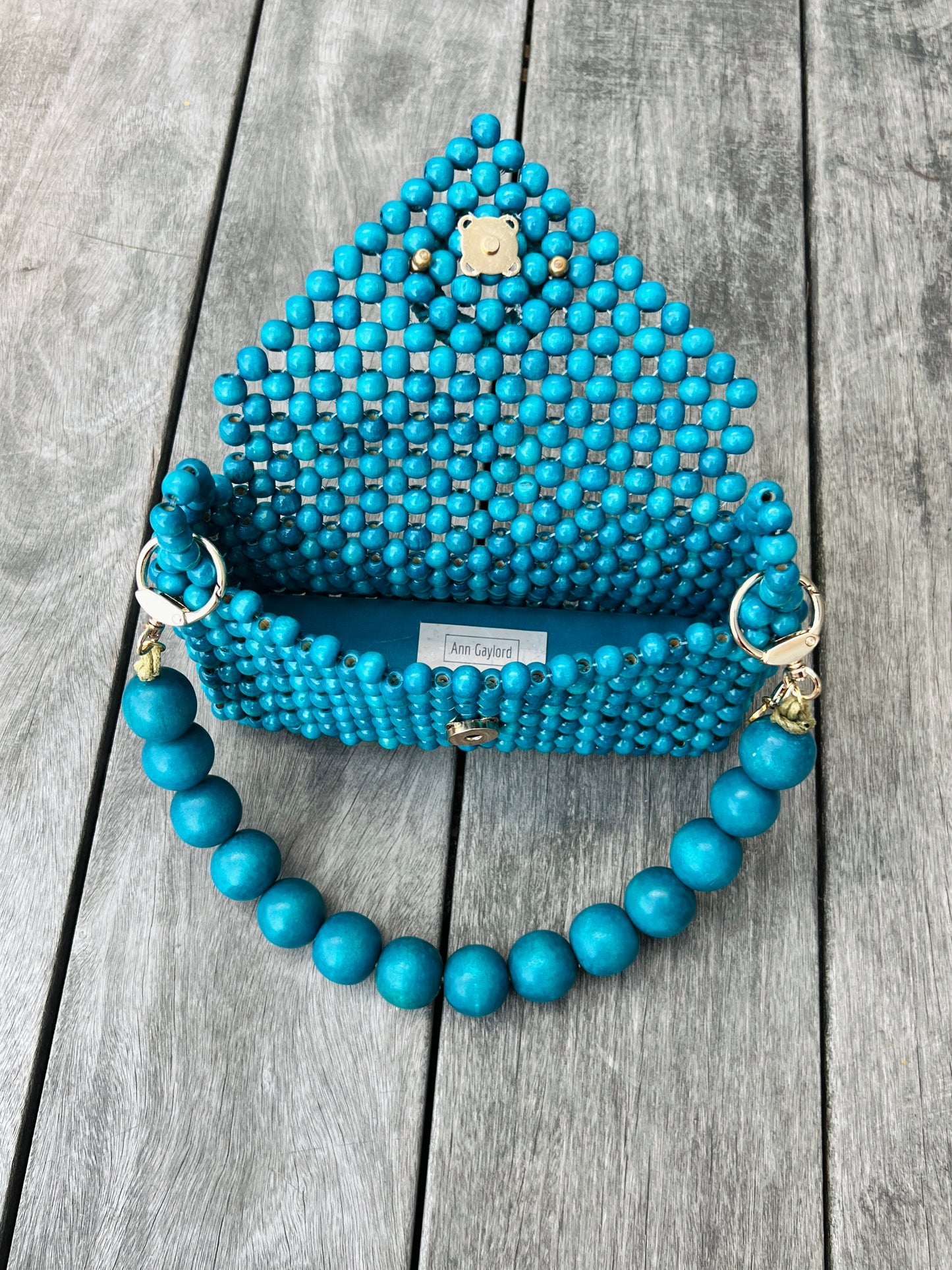 Small Darcy Bead Bag - Flap Closure - Teal